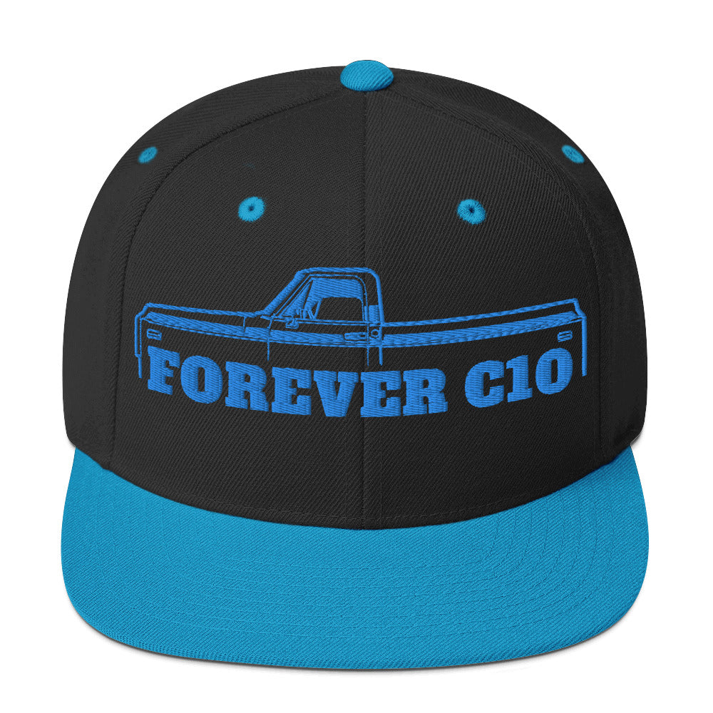 Gen 2 Half Forever Turquoise Snapback Hat; Wool Hats, Embroidered Hats, Flat Bill Hat, C10 Hats